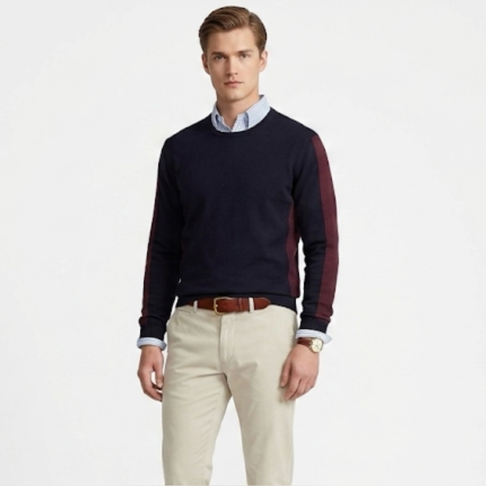 A-Frame Men Sweater Sz M Black Colorblock Preppy Ivy League Old Money Tenniscore